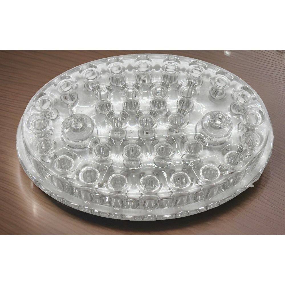 Vintage Viking Oval Clear Glass Flower Frog Insert 33 Holes with 2 Candle Holes